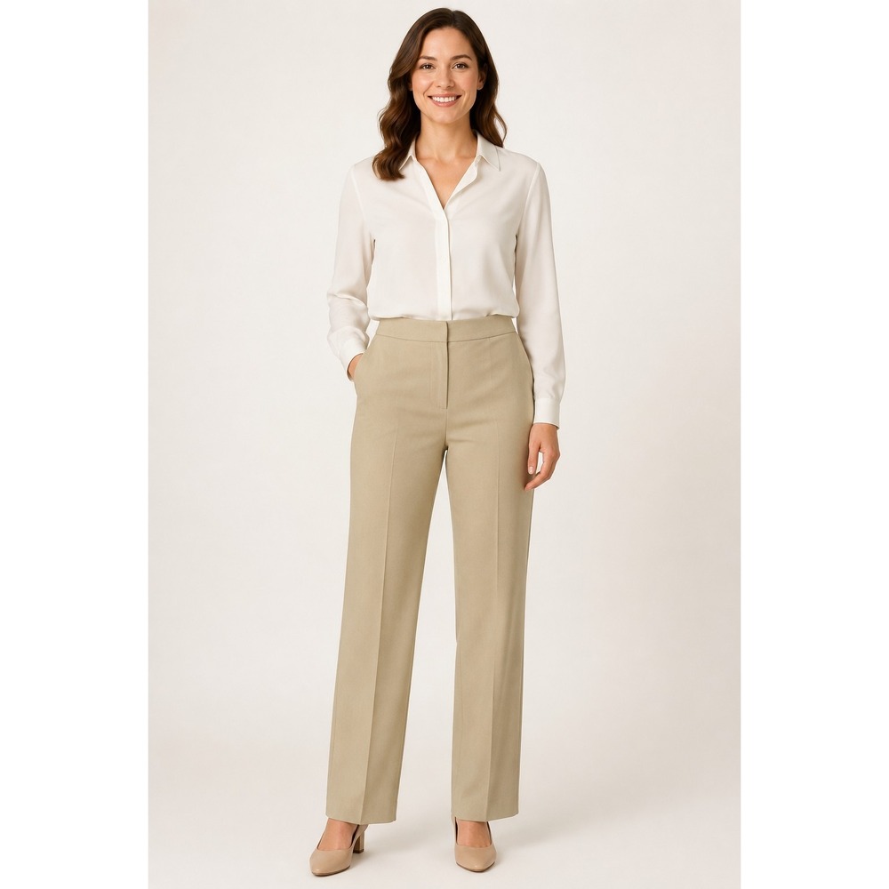 Liz Claiborne Collection Women's Beige Stretch Dress Pants Straight Leg Audra 12